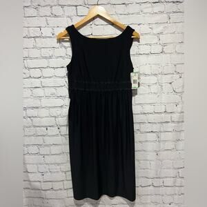 NWT Jones New York Black Cocktail Dress w/ Swoop Back & Rhinestone Waist